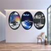 17.3'' Moving Sand Art Decor Picture, 3D Deep Sea Moving Sand Art 360 Rotating Sand Painting Wall Art Mounted Glass Crafts Deep Sea Sandscape for Living Room Relaxing Mood Home Office Decoration (I) view 3