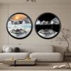 17.3'' Moving Sand Art Decor Picture, 3D Deep Sea Moving Sand Art 360 Rotating Sand Painting Wall Art Mounted Glass Crafts Deep Sea Sandscape for Living Room Relaxing Mood Home Office Decoration (L) view 3
