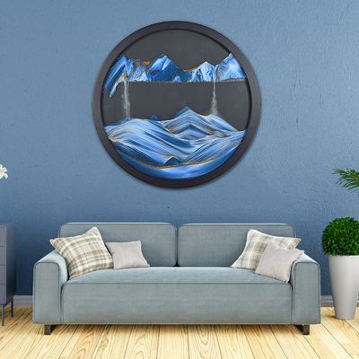 17.3'' Moving Sand Art Decor Picture, 3D Deep Sea Moving Sand Art 360 Rotating Sand Painting Wall Art Mounted Glass Crafts Deep Sea Sandscape for Living Room Relaxing Mood Home Office Decoration (A)