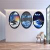 17.3'' Moving Sand Art Decor Picture, 3D Deep Sea Moving Sand Art 360 Rotating Sand Painting Wall Art Mounted Glass Crafts Deep Sea Sandscape for Living Room Relaxing Mood Home Office Decoration (J) view 2