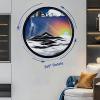 17.3'' Moving Sand Art Decor Picture, 3D Deep Sea Moving Sand Art 360 Rotating Sand Painting Wall Art Mounted Glass Crafts Deep Sea Sandscape for Living Room Relaxing Mood Home Office Decoration (J) view 3