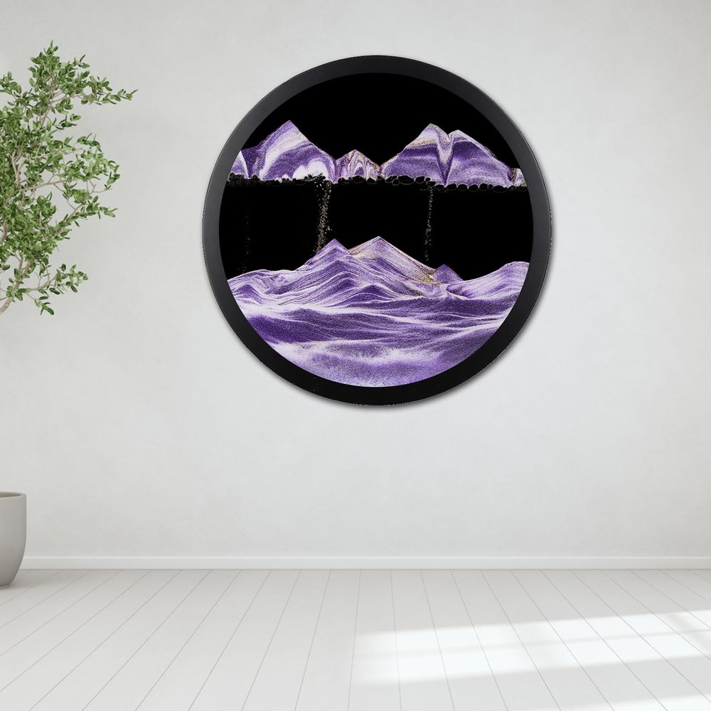 17.3'' Moving Sand Art Decor Picture, 3D Deep Sea Moving Sand Art 360 Rotating Sand Painting Wall Art Mounted Glass Crafts Deep Sea Sandscape for Living Room Relaxing Mood Home Office Decoration (M)