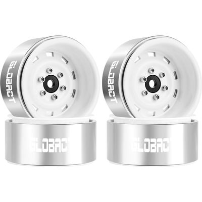 GLOBACT 1.9 Beadlock Wheels RC Wheel Hub for 1/10 TRX4 TRX6 Axial SCX10 I II III Pro Redcat RC Crawler Upgrade Accessories (4Pcs White)