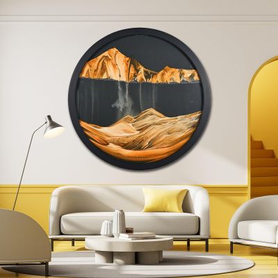 17.3'' Moving Sand Art Decor Picture, 3D Deep Sea Moving Sand Art 360 Rotating Sand Painting Wall Art Mounted Glass Crafts Deep Sea Sandscape for Living Room Relaxing Mood Home Office Decoration (F)