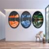 17.3'' Moving Sand Art Decor Picture, 3D Deep Sea Moving Sand Art 360 Rotating Sand Painting Wall Art Mounted Glass Crafts Deep Sea Sandscape for Living Room Relaxing Mood Home Office Decoration (H) view 2