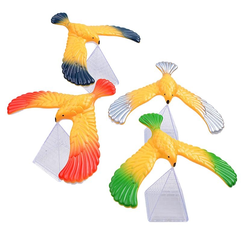 4PCS Balance Bird Gravity Bird with Pyramid Combination Physics Toy Physical Science Adults Office Desktop for Science Lovers Children and Teachers of All Ages