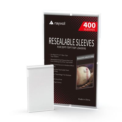 Rayvol Top Loader Sleeves - Resealable Team Bags for 35-75PT Rigid Top Loader Card Holders (400pcs)