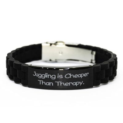 Appreciation Juggling Black Glidelock Clasp Bracelet, Juggling is Cheaper, Present For Men Women, Perfect Gifts From Friends, Juggling balls, Juggling clubs, Juggling rings, Juggling scarves, Juggling