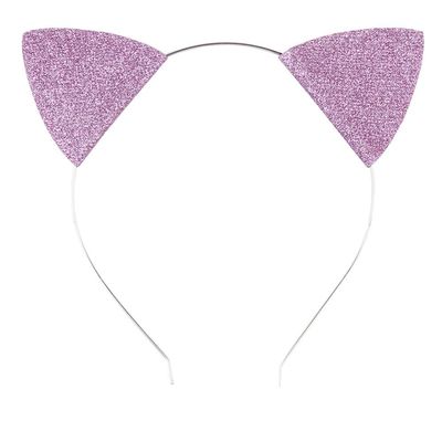 Koolgil Fashion Glitter Cat Ears Headband Kitten Ears Hairband for Halloween Cosplay Party Travel Photography (Light Purple)