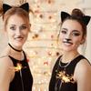 Koolgil Fashion Glitter Cat Ears Headband Kitten Ears Hairband for Halloween Cosplay Party Travel Photography (Light Purple) view 3