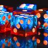 AUSTOR 6 Sided Dice 16mm, 6 Pieces D6 Dice Handmade Sharp Edge Resin Dices Set with Metal Case for Tenzi, Farkle, Yahtzee, Bunco or Teaching Math, Flame Red & Ice Blue view 1