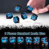 AUSTOR 6 Sided Resin D6 Dice Set, 16mm, Handmade, Sharp Edge, 6 Pieces, Metal Case, Black & Blue view 2