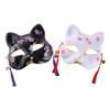 2pcs Cat Mask Japanese Anime Mask Cosplay Half Face Cat Kabuki Dress-Up Costume for Christmas Halloween Masquerade Party view 1