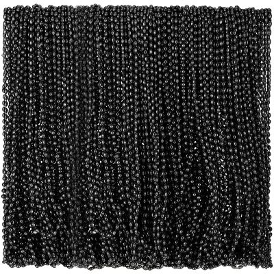 Riceshoot 200 Pcs Black Bead Necklace Bulk Mardi Gras Oval Beads Necklace Party Favors 33" 7mm Metallic Color Beaded Costume Necklaces for Halloween Christmas Festive Event Accessories