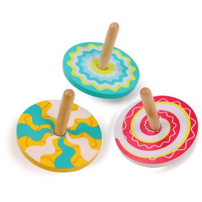 Planete Bois - Pack of 24 Kaleidoscope Spinners - FSC - 030146PA - 24 Pieces - Multi-Coloured - Wooden - Children's Game - Recreation - Kermesse - Collectable - 6 cm x 6 cm - Suitable for Ages 3 and