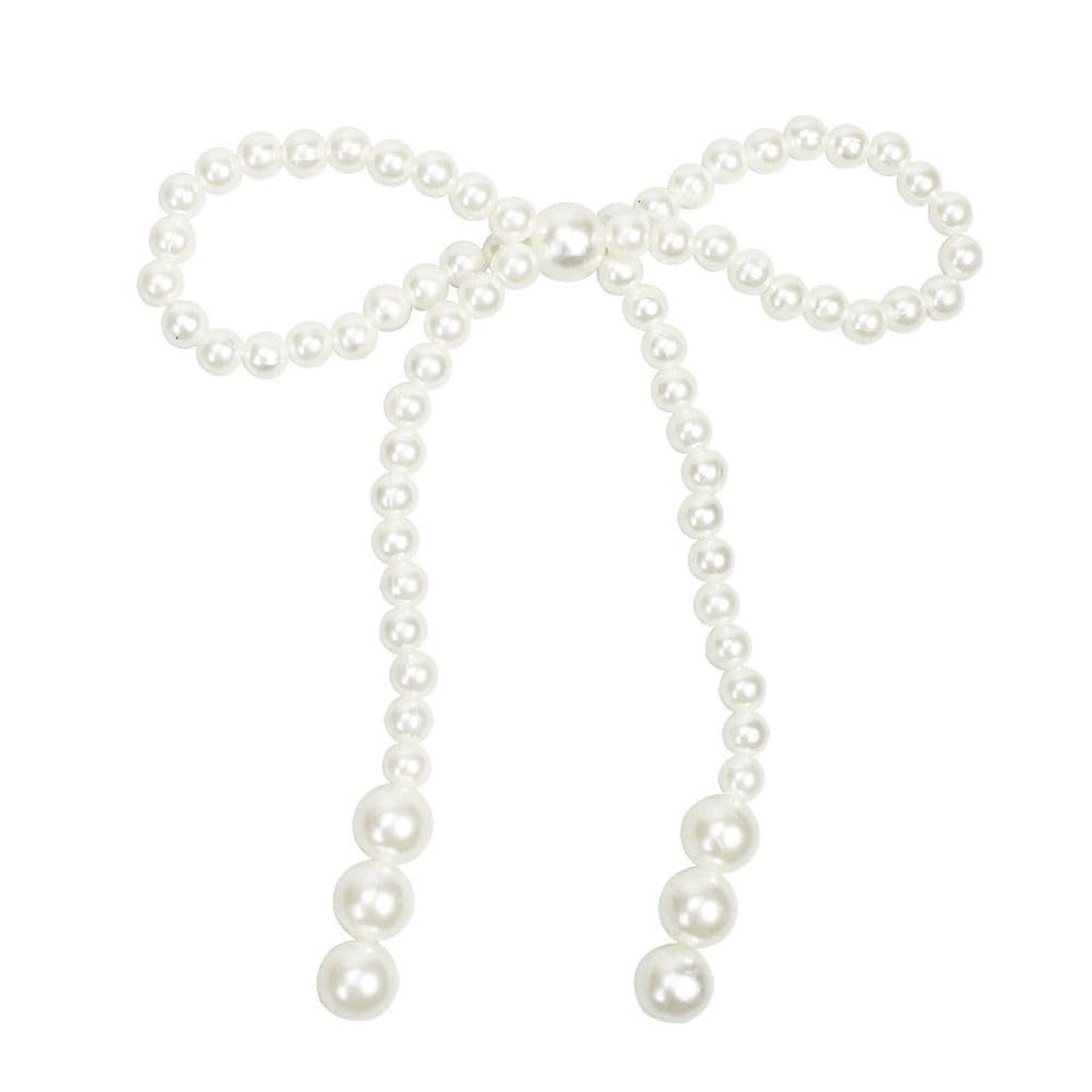 10PCS White Imitation Pearl Bow Cake Decorations Birthday Party Bow Dots Cupcake Toppers for Children's Birthday Baby Shower Party Cake Decorations Supplies