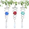 3PCS Gazing Ball Spiral Tail, Prefdo 4.5 inch Metal Wind Spinner Stabilizer, Crystal Glass Ball with Hanging Swivel Hook, Outdoor Yard Garden Wind Spinner Decorations(Royal Blue,Red,Lake Blue) view 1
