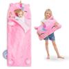 iPlay, iLearn Kids Unicorn Sleeping Bag, Toddler Girl Nap Mat, Plush Animal Slumber Bag 2 In 1 Pink Pillow Daycare Preschool Kindergarten Birthday Gift Travel Sleepover 3 4 5 6 7 8 10 12 Yr Child Teen view 1