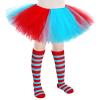 5 Layered Tutu Skirt for Kids Tulle Tutu Skirt with Tube Socks Princess Runners Costumes Cosplay for Girls Kids(Blue and Red) view 1
