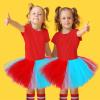 5 Layered Tutu Skirt for Kids Tulle Tutu Skirt with Tube Socks Princess Runners Costumes Cosplay for Girls Kids(Blue and Red) view 3