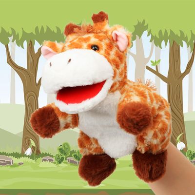 Cuteoy Plush Giraffe Hand Puppet Stuffed Animal Toy Open Movable Mouth Creative Role Play Storytelling Plushies Gifts for Kids Toddlers Birthday Christmas