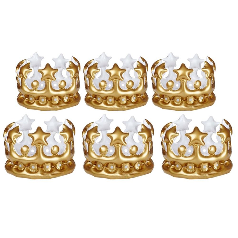 ABOOFAN Inflatable Crown Hat for Kids and Adults - 6Pcs Blow Up King Crown for Birthday Celebrations, Baby Showers, Photo Props
