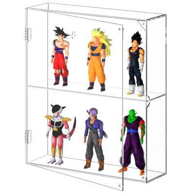 AITEE Acrylic Display Case, Clear Display Case for Funko Pop Figures, 2 Layer Wall Mounted or Desktop Dustproof Display Cabinet Shelf for Collectibles,Mini Toys,Rock, Amiibo