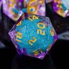 ARUOHHA Liquid Core DND Dice Set, 7pcs Resin Sharp Edged Dice RPG Purple Polyhedral D and D Dice with Gift Box, Role Playing Dice Set D20 D12 D10 D8 D6 D4 view 3