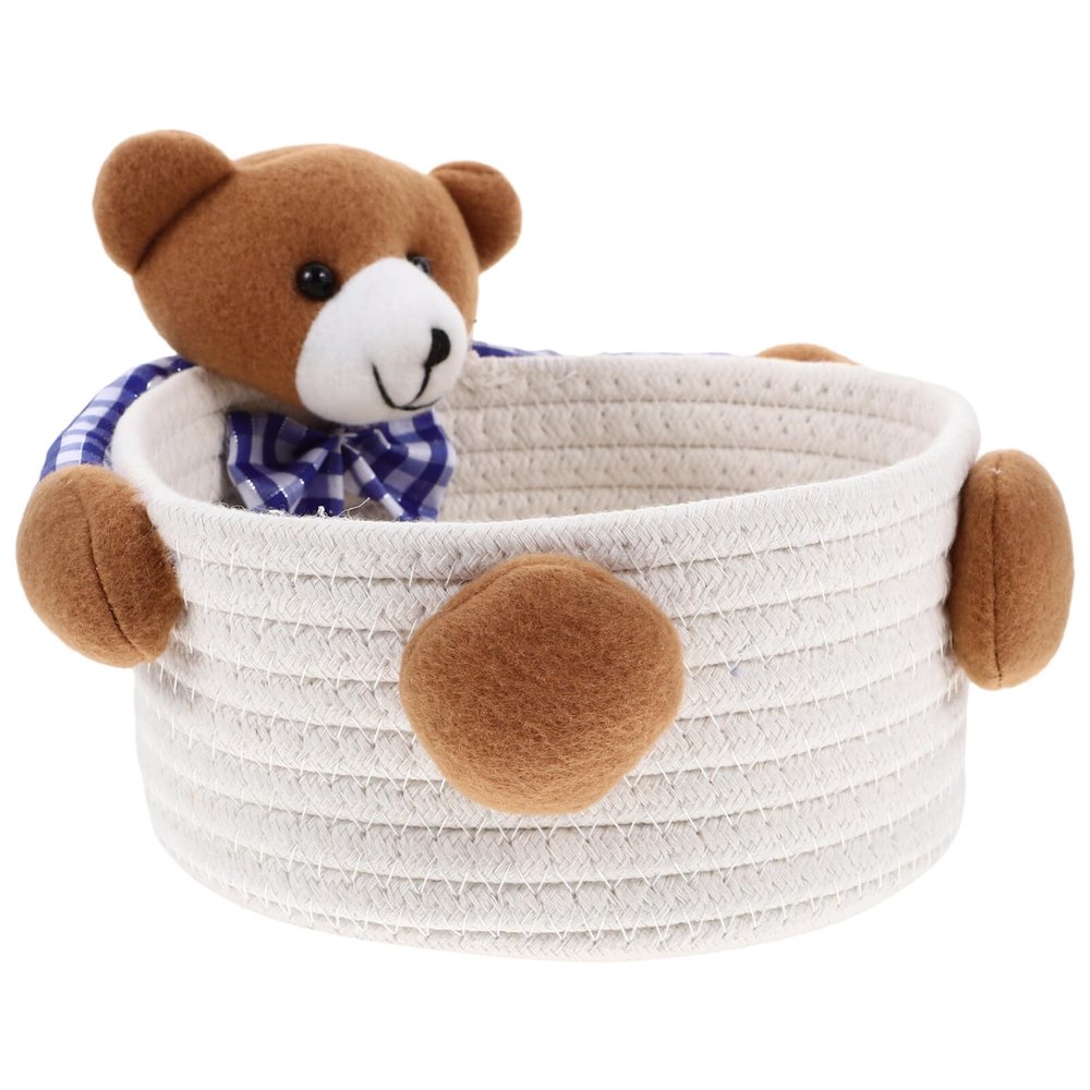 ibasenice Woven Rope Storage Basket Cute Multi-purpose Organizer for Snacks Cosmetics and Gardening for Desktop Home Decor