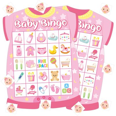 ADELULU Baby Shower Bingo Cards - 24 Guests Pink Newborn Baby Bingo for Shower Party Supplies