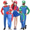Bnibol Kids Super Brother Costume,Children Jumpsuit Plumber Costume with Hat Mustachefor Halloween Cosplay (Kids Green, L) view 3