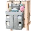 Hautton Hanging Diaper Caddy Organizer, Hanging Diaper Organizer for Changing Table and Crib, Diaper Changing Station Organizer Storage for Nursery Baby Stuff, Shower Gift for Newborn New Mom -Grey view 1