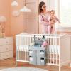 Hautton Hanging Diaper Caddy Organizer, Hanging Diaper Organizer for Changing Table and Crib, Diaper Changing Station Organizer Storage for Nursery Baby Stuff, Shower Gift for Newborn New Mom -Grey view 3