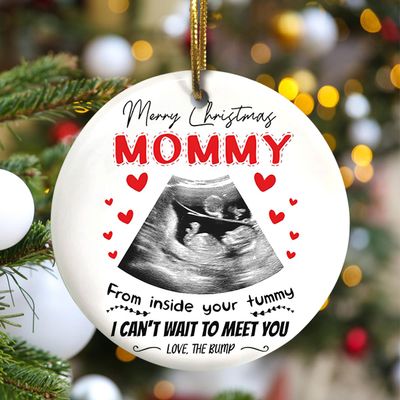 Personalized Christmas Ornament for First Mom Mommy from The Bump Family Merry Christmas Mommy Baby Ultrasound Custom Name Photo Pregnancy Gifts Tree Hanging Ornament On Christmas