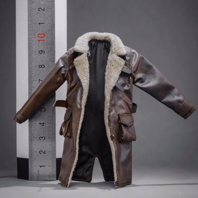 1/12 Scale Male Clothes,Men's Overcoat Leather Long Coat Costume Outfit Clothing for 6inch Male Soldier Action Figure Body (Brown)