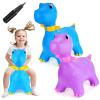 Leyndo 2 Pcs Dinosaur Bouncy Hopper Inflatable Ride on Bouncing Dinosaur Animal Jumping Toys with Pump Dinosaur Ride on Hopping Toys for 2 + Years Old Girls Boys, 2 Colors view 1