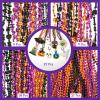 Becfupo 100Pcs Halloween Bead Necklaces Bulk In Multiple-Shapes, Purple Orange Black Beads Necklaces With Pumpkin Ghost Pendants For Halloween Party Favors, Halloween Party Decoration view 2