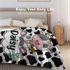 Artsadd Custom Cow Print Blanket with Name Personalized Baby Blanket for Girls Boys Soft Throw Fleece Blanket for Kids Newborn Toddler Customized Name Receiving Swaddle Blanket Birthday Gifts 40"x50" view 3