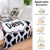 Artsadd Custom Cow Print Blanket with Name Personalized Baby Blanket for Girls Boys Soft Throw Fleece Blanket for Kids Newborn Toddler Customized Name Receiving Swaddle Blanket Birthday Gifts 40"x50" view 4