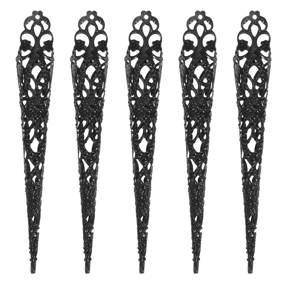Finger Nail Claw Rings 5Pcs Halloween Nail Claw Rings Claws Queen Fingernail Iron Cosplay Claw Rings Halloween Cosplay Accessories Fingertip Nail Claws