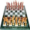 14"X14" Collectible Green Marble Chess Board Game Set + red Box +Brass Roman Pieces view 1