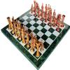 14"X14" Collectible Green Marble Chess Board Game Set + red Box +Brass Roman Pieces view 2