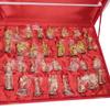 14"X14" Collectible Green Marble Chess Board Game Set + red Box +Brass Roman Pieces view 4