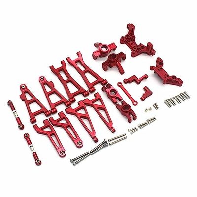 Compatible with Hyper GO RC Car Parts, Metal Upgrade Retrofitting Accessories, Vulnerable Wearing Suit with Shock Mounts, for MJX H16BM H16GT H16DR 16207 16208 16209 16210 1/16 RC Car (Red)