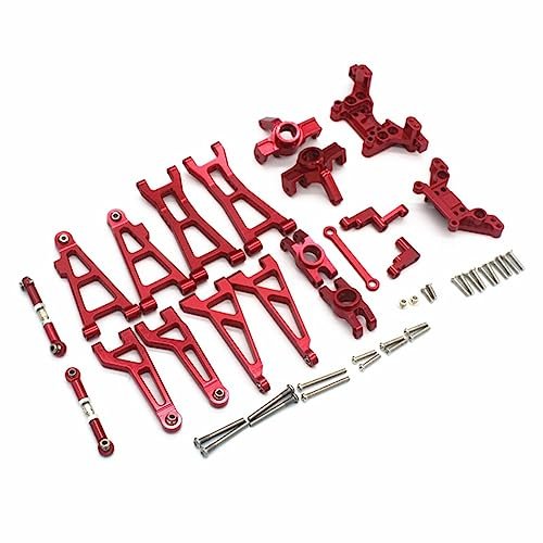 Compatible with Hyper GO RC Car Parts, Metal Upgrade Retrofitting Accessories, Vulnerable Wearing Suit with Shock Mounts, for MJX H16BM H16GT H16DR 16207 16208 16209 16210 1/16 RC Car (Red)
