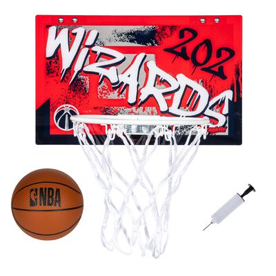 Franklin Sports NBA Washington Wizards Over The Door Basketball Hoop - Kids Indoor Hoop with Mini Basketball - NBA Fan Shop Toy for Bedroom + Office - Over The Door Set