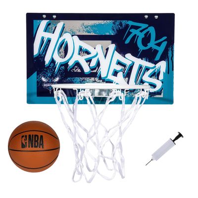 Franklin Sports NBA Charlotte Hornets Over The Door Basketball Hoop - Kids Indoor Hoop with Mini Basketball - NBA Fan Shop Toy for Bedroom + Office - Over The Door Set