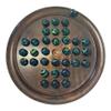 30cm Diameter WOODEN SOLITAIRE BOARD GAME with SEA TURTLE GLASS MARBLES | classic wooden solitaire game | strategy board game | family board game | games for one | board games view 1