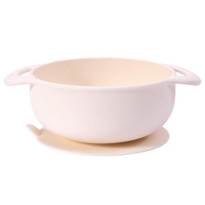 100% BPA Free Silicone Suction Bowl with Lid Baby Food Container and Storage First Stage Self Feeding Essential for Toddlers and Kids (Milk White)