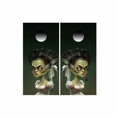 Bride of Frankenstein Portrait Cornhole Wraps Kustom Lily Low Brow Art